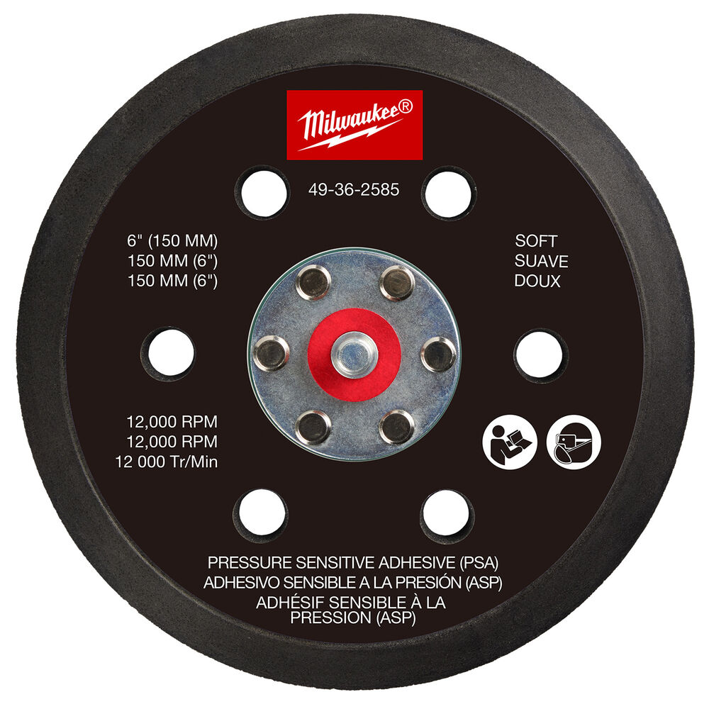 Milwaukee® Tool 49-36-2585 M12 FUEL™ Soft Sander Backing Pad, 6" Dia Pad