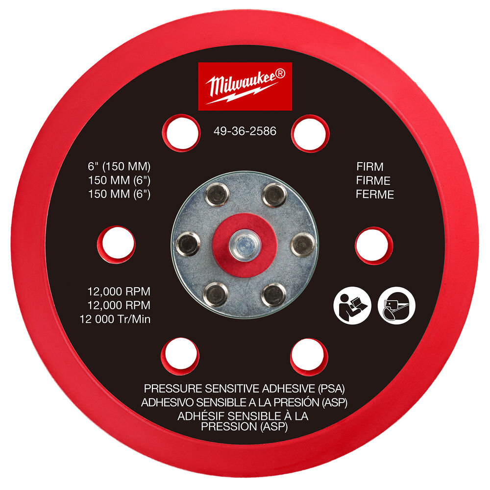 Milwaukee® Tool 49-36-2586 M12 FUEL™ Firm Sander Backing Pad, 6" Dia Pad