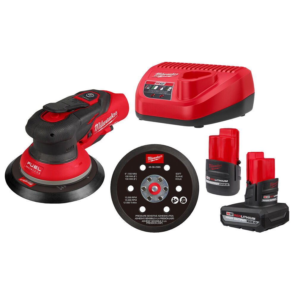Milwaukee® Tool 2584-22CX M12 FUEL™ 6" Random Orbital Sander Kit (3/32")