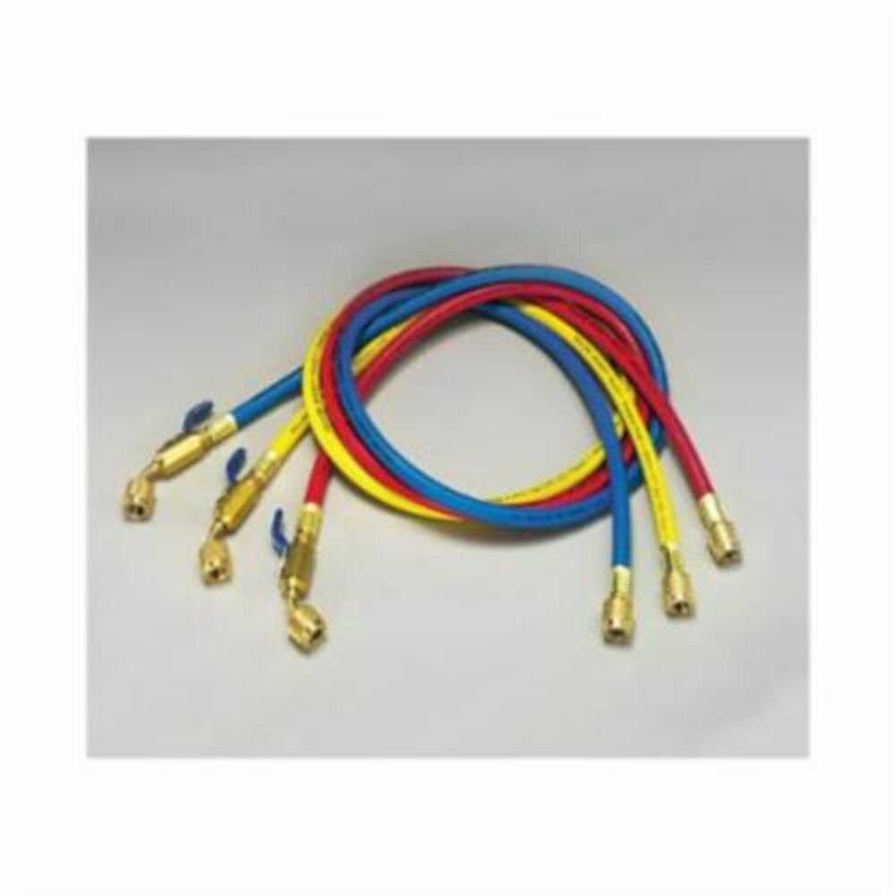 Yellow Jacket® PLUS II™ 29984 Charging Hose, 1/4 in, Compact Ball Valve, 48" L, 800 psi, Domestic