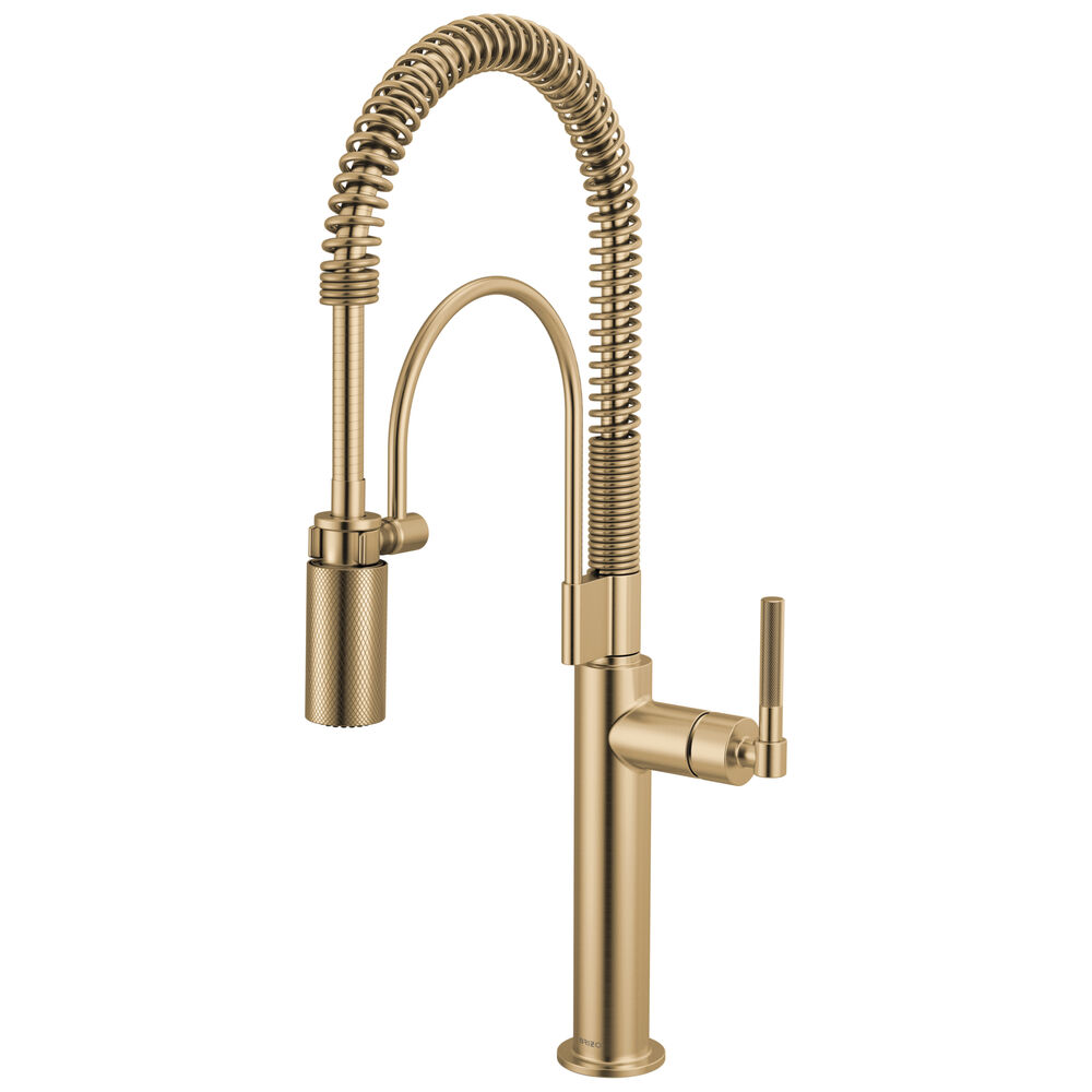 63343LF-GL Brizo Litze® Semi-Professional Pull-Down Kitchen Faucet, Knurled Handle, Luxe Gold