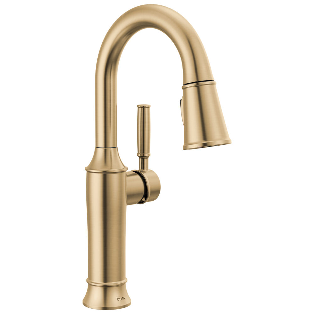 9984-CZ-PR-DST Delta Renaldi™ Single Handle Pull-Down Bar / Prep Kitchen Faucet, Lumicoat® Champagne Bronze
