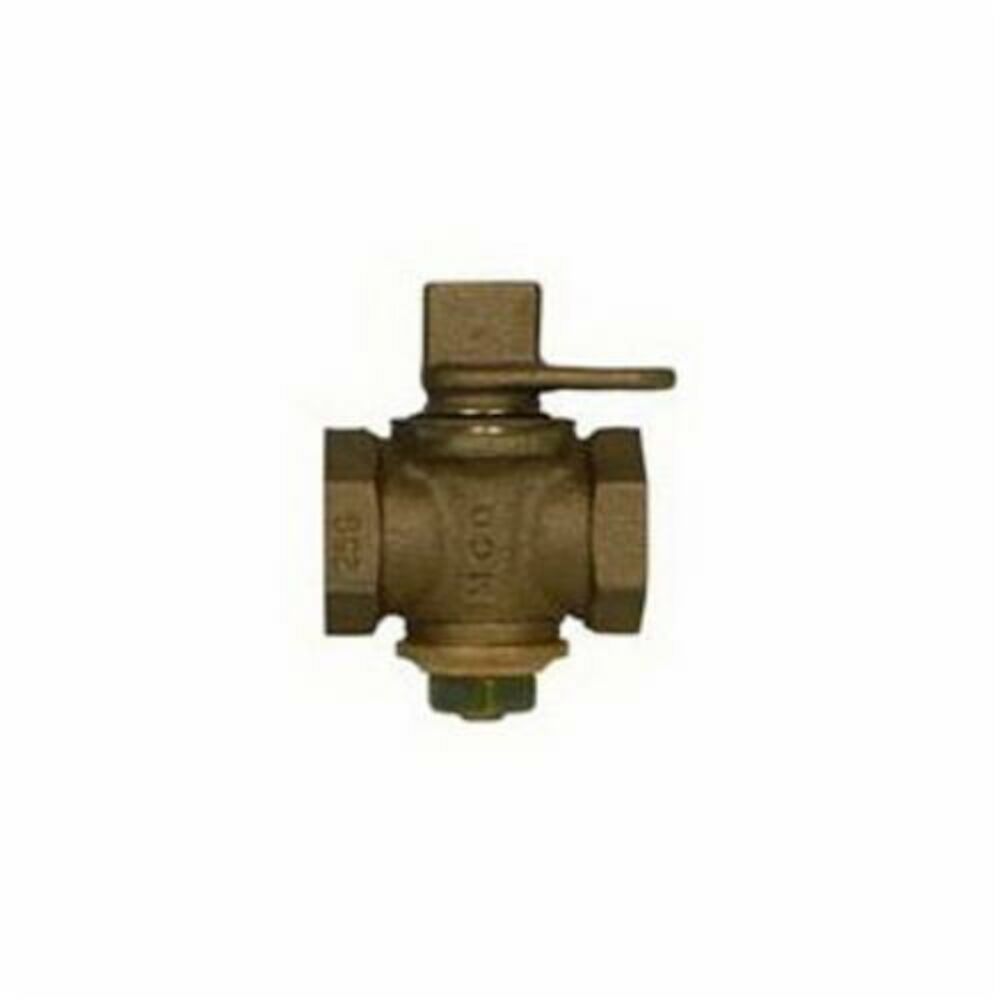 McDonald® 4210-168, 10621 Flat Tee Head Plug Valve With Lockwing-Less Check, 1/2 in, FNPT, Brass Body