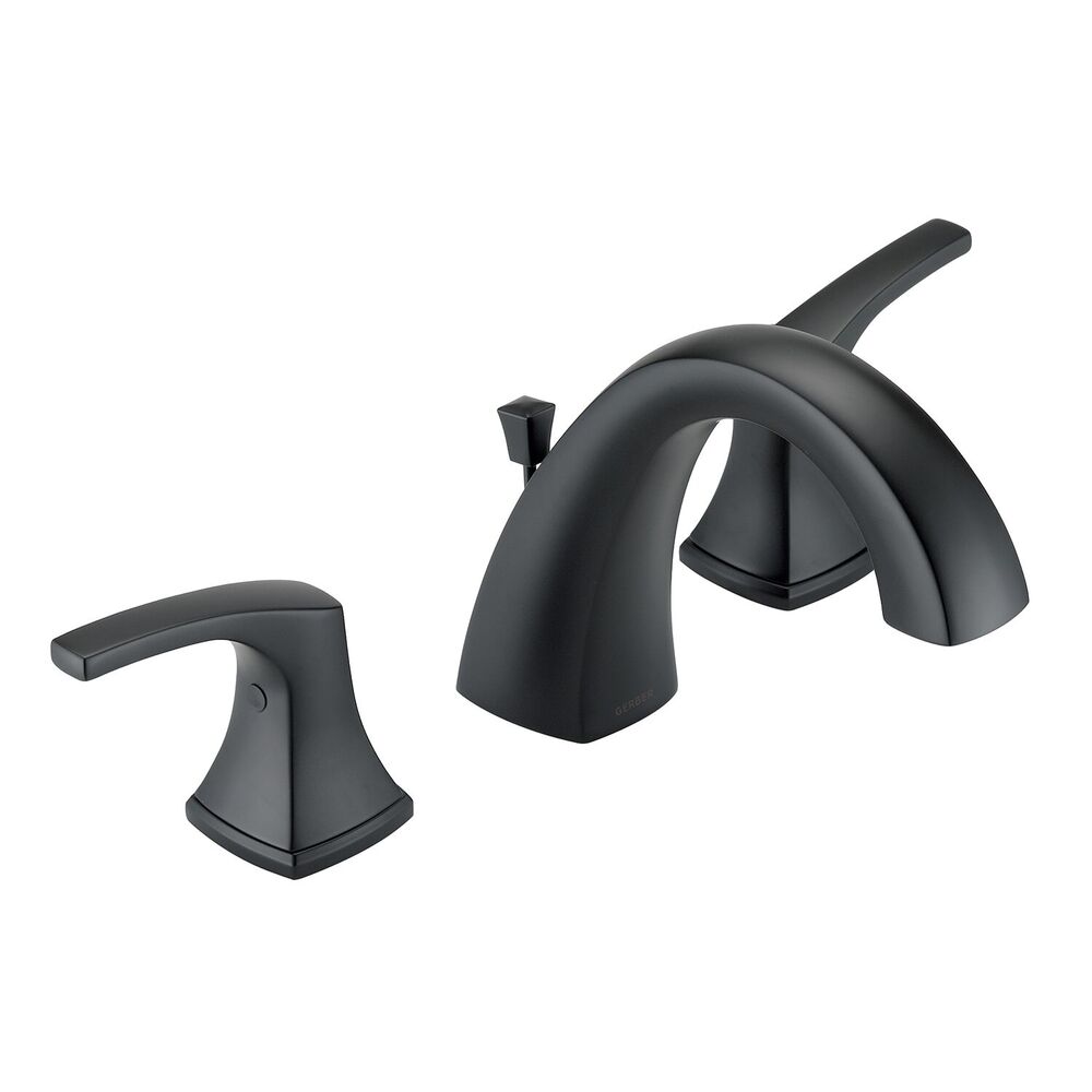 D304118BS Vaughn® Two Handle Widespread Bathroom Faucet, Metal Pop-Up Drain, Satin Black