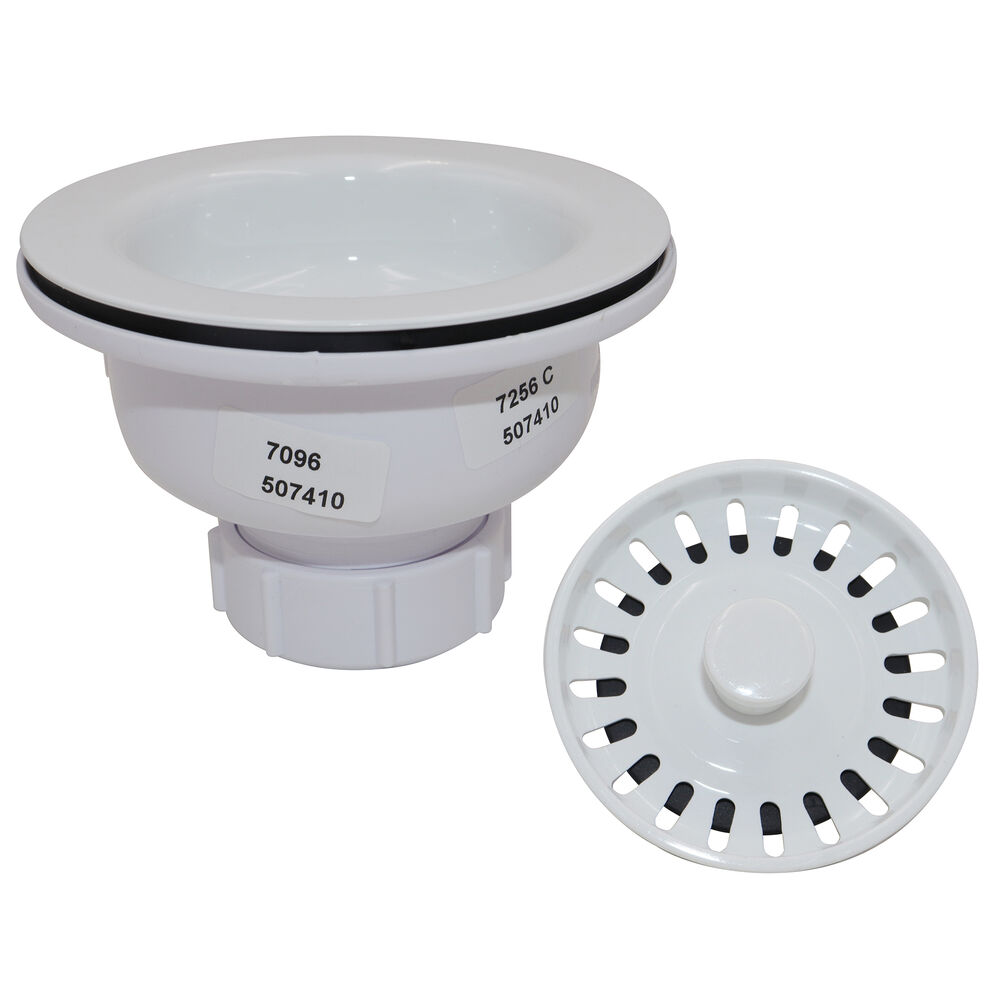 Mountain Plumbing Products BWSTU/IW 3-1/2" Deluxe Plastic Molded Basket Strainer With Spring Post, Ice White
