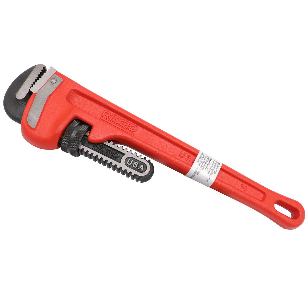 RIDGID® 31020 Heavy Duty Straight Pipe Wrench, 2 in, Floating Forged Hook Jaw, Ductile Iron Handle, Knurled Nut Adjustment, Red