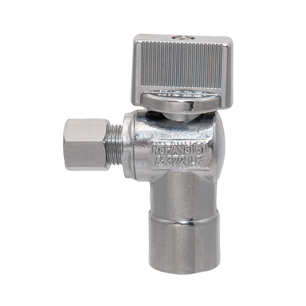 NIBCO® ND612L7 7125-LF Angle Pattern Supply Stop Valve, 1/2x3/8 in, SolderxCompression, DZR Copper Alloy Body, Import