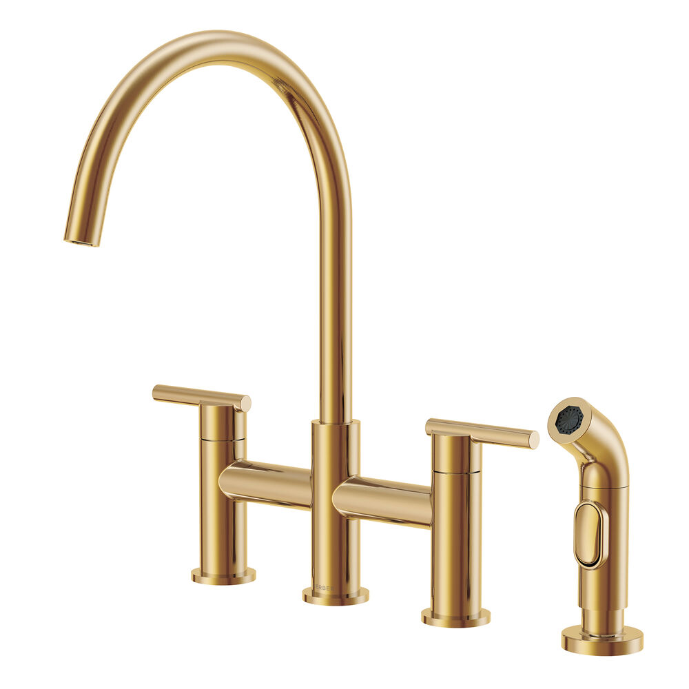 Gerber D424458BB Parma 2H Bridge Kitchen Faucet w/ Spray 1.75gpm, Brushed Bronze