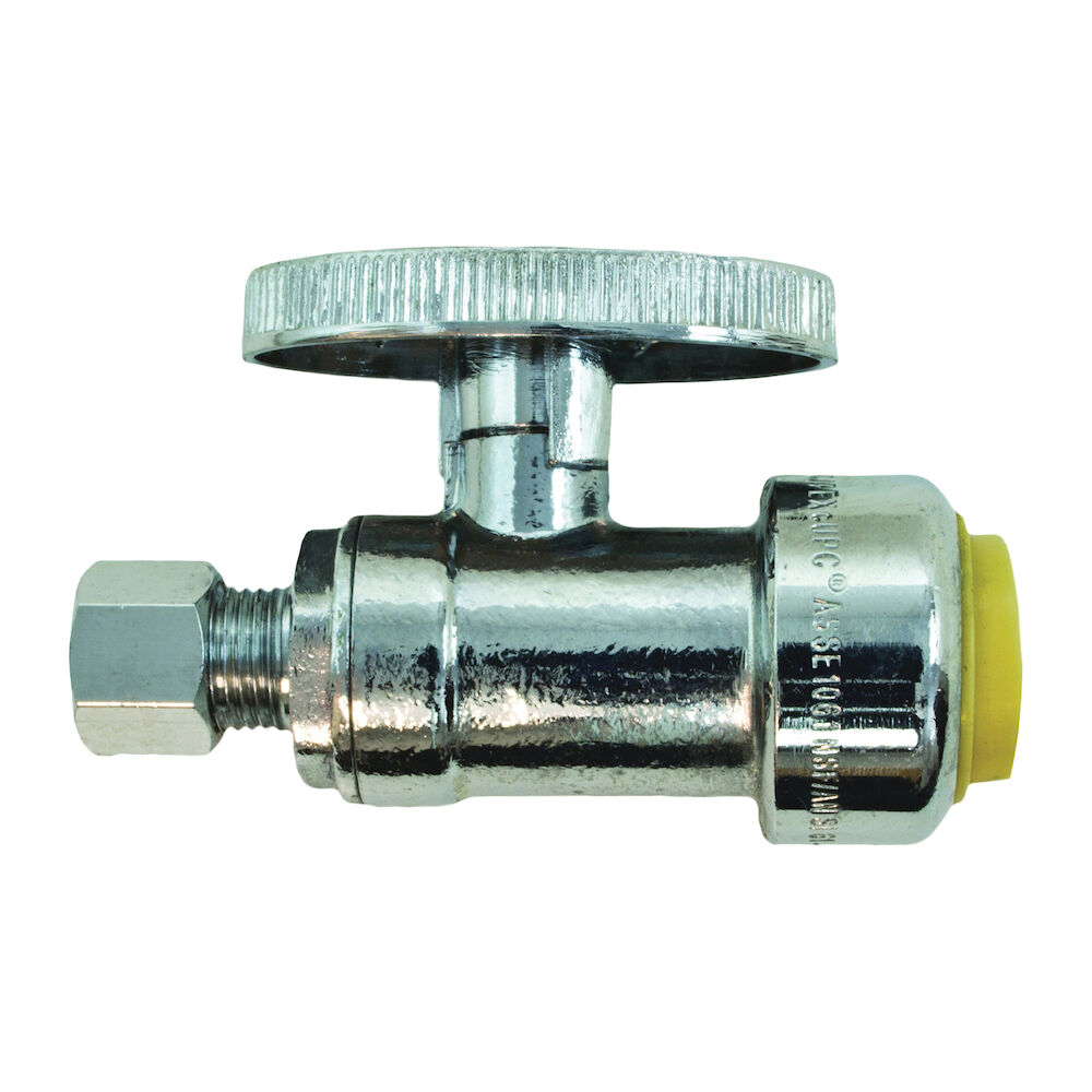Webstone Pro-Connect ProPush™ Clean Brass™ H-26920W-B 1/4 Turn Straight Supply Stop Valve, 1/2x1/4 in, PushxOD Comp, Brass Body