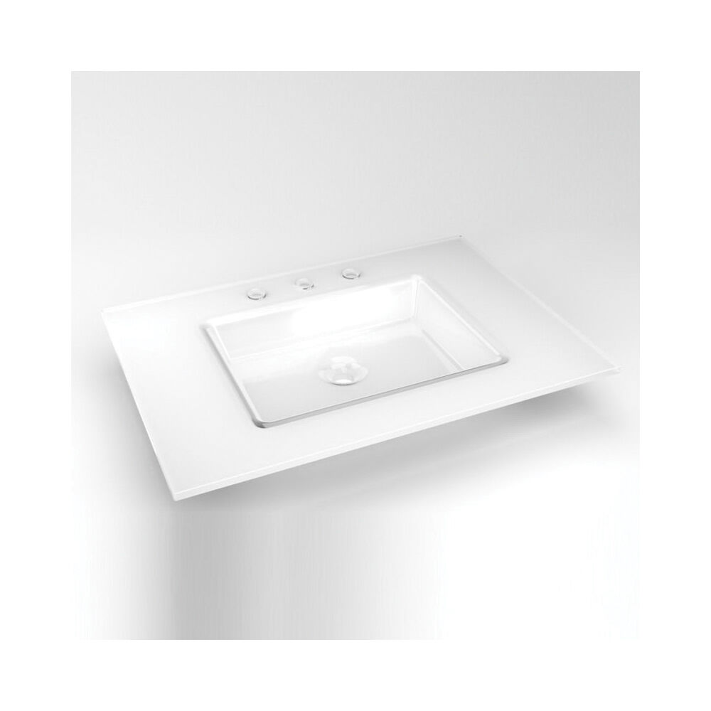Robern® TS31UCN21-8 3-Hole Vanity Top, 31" OAW x 22" OAD, White Glass Top