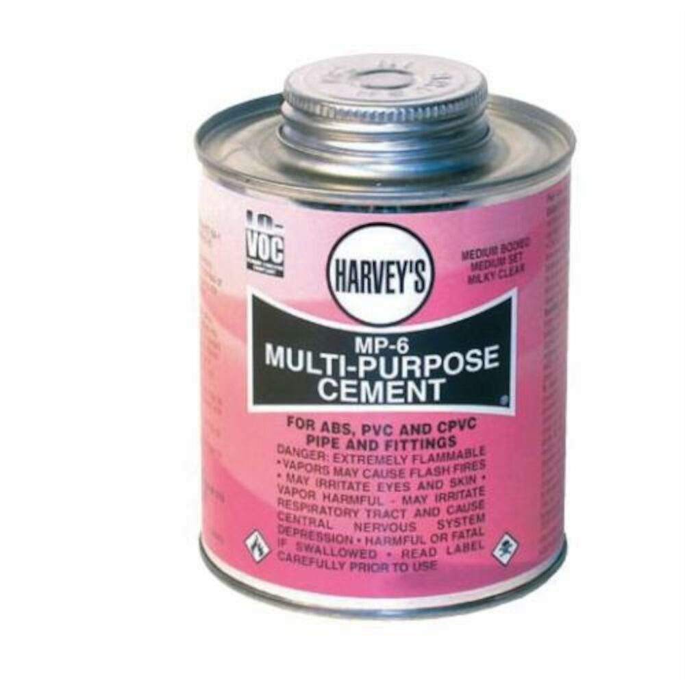 Harvey® 18020-12 MP-6 Multi-Purpose Low VOC Solvent Cement, 16 oz Dauber Can, Liquid, Milky Clear, .94