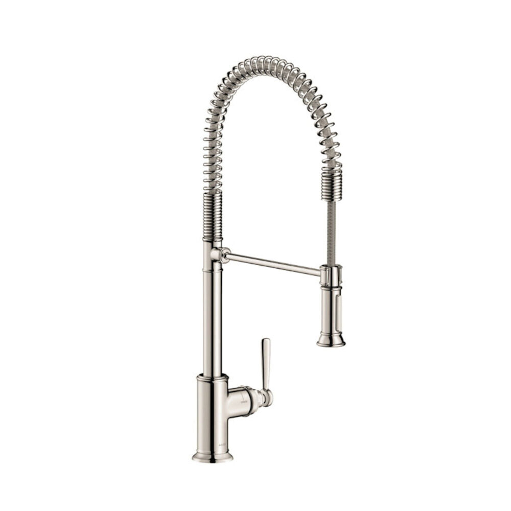 AXOR 16582831 Semi-Pro Kitchen Faucet, Montreux, 1.75 gpm, Polished Nickel, 1 Handle, 1 Faucet Hole, Domestic