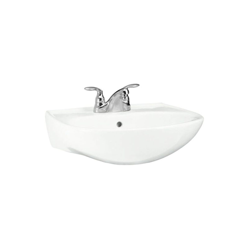446124-0 Sacramento® Bathroom Sink Basin With Overflow, Oval, Pedestal Mount, Vitreous China, White