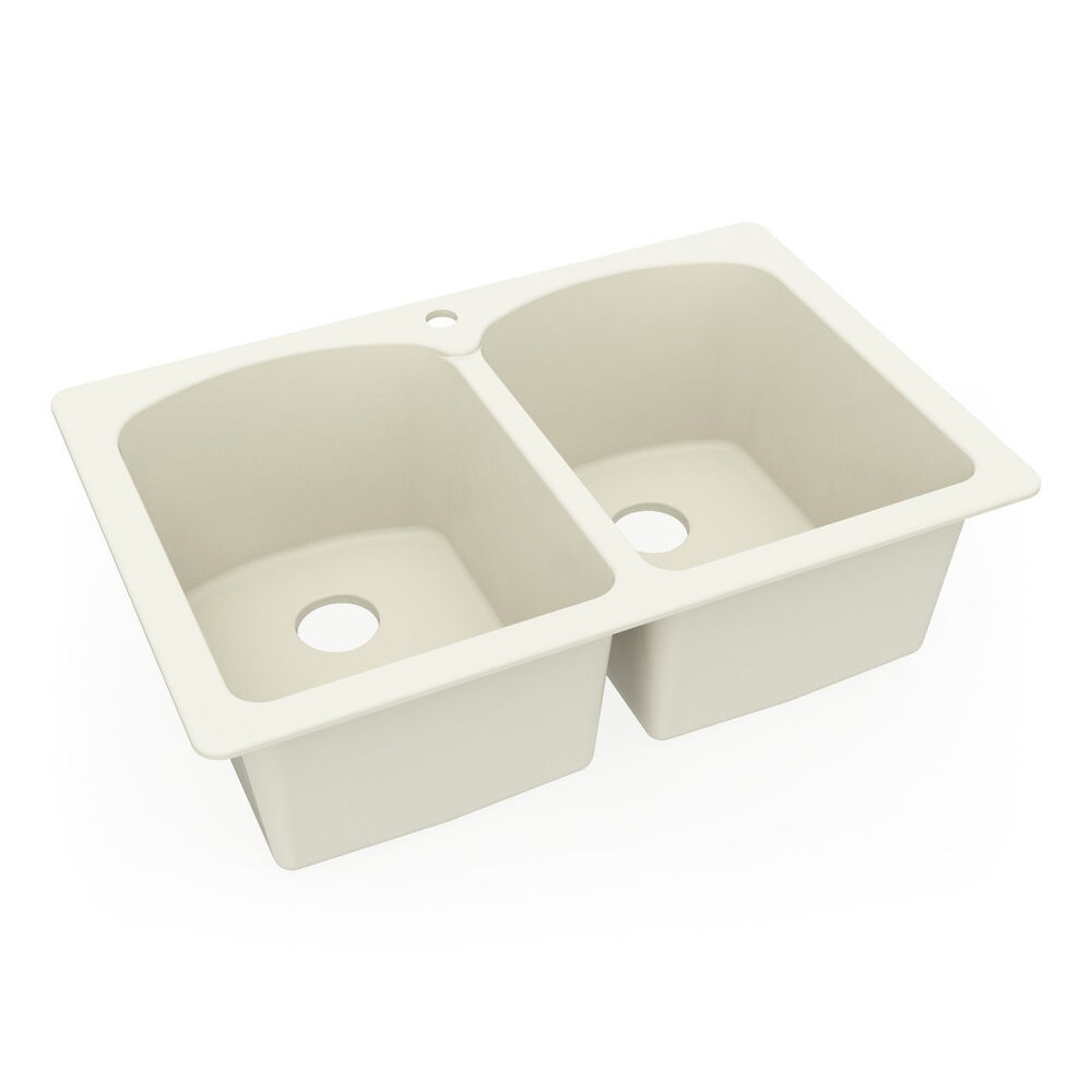 KS03322LB.037 22 x 33 Swanstone® Dual Mount Double Bowl Kitchen Sink, Bone
