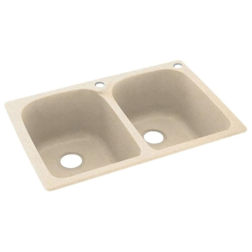 KS02233LB.051 22 x 33 Swanstone® Dual Mount Double Bowl Kitchen Sink, Tahiti Sand