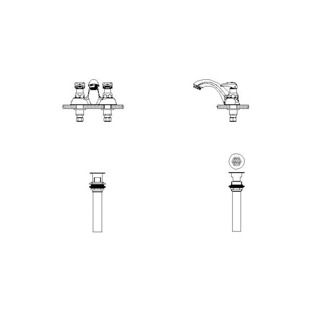 Commercial 86T Two Handle Metering Slow-Close Centerset Bathroom Faucet, Chrome