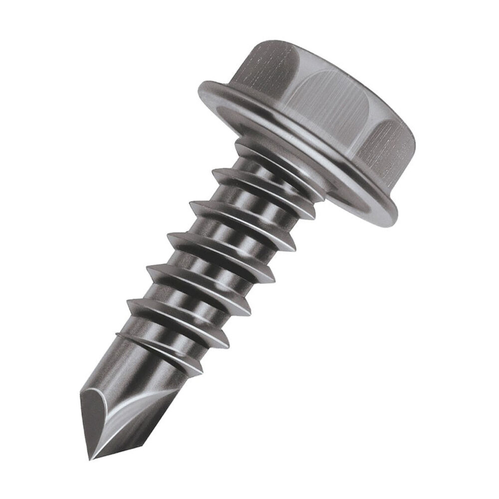 Malco® Bit-Tip® BT133T Self Drilling Screw, Imperial, #8-18, Hex Washer Head, Hex Drive, Steel