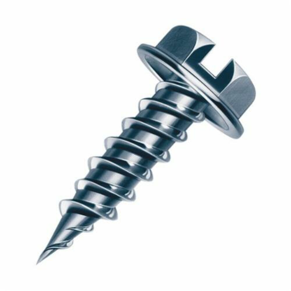 HW8X1Z Zip-In® Self-Piercing Sheet Metal Screw, #8, Hex Washer Head, Slotted Drive, Zinc Plated, 7000 Pack