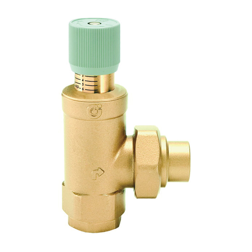Caleffi 519600A Bypass Differential Pressure Valve, 1" Nominal, MNPT x FNPT End Style, 150 psi Pressure, 40 gpm Flow Rate, Brass Body