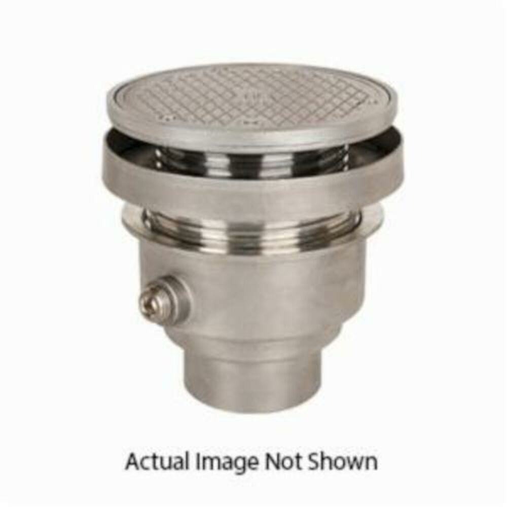 834-3SSQ Adjustable On-Grade Cleanout Complete Assembly w/ Ring and Strainer, Stainless Steel