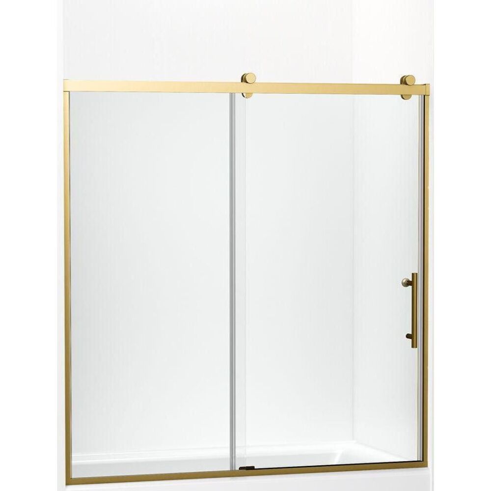 Kohler® 702253-10L-2MB 702253 Rely® Sliding Bath Door, 56-5/8 to 59-5/8" W Opening, 3/8" THK Glass, Vibrant Brushed Moderne Brass