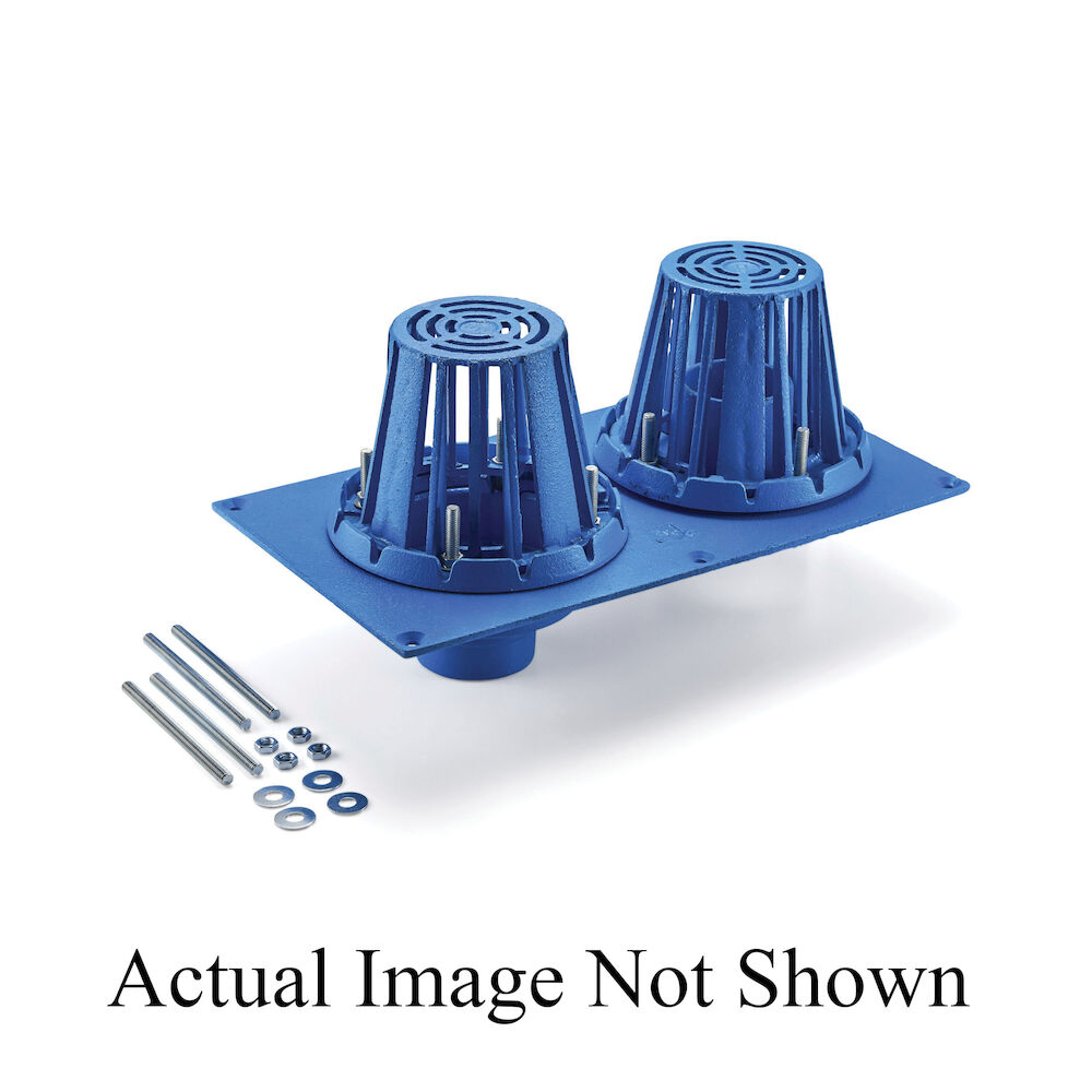 RD2130-NH3-CI Combination Roof Drain and Overflow, 3" Outlet, No-Hub Connection, 5-1/2" H Cast Iron Grid, Cast Iron Drain