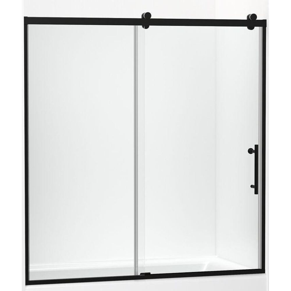 Kohler® 702253-10L-BL 702253-10L Rely® Sliding Bath Door, 56-5/8 to 59-5/8" W Opening, 3/8" THK Glass, Matte Black