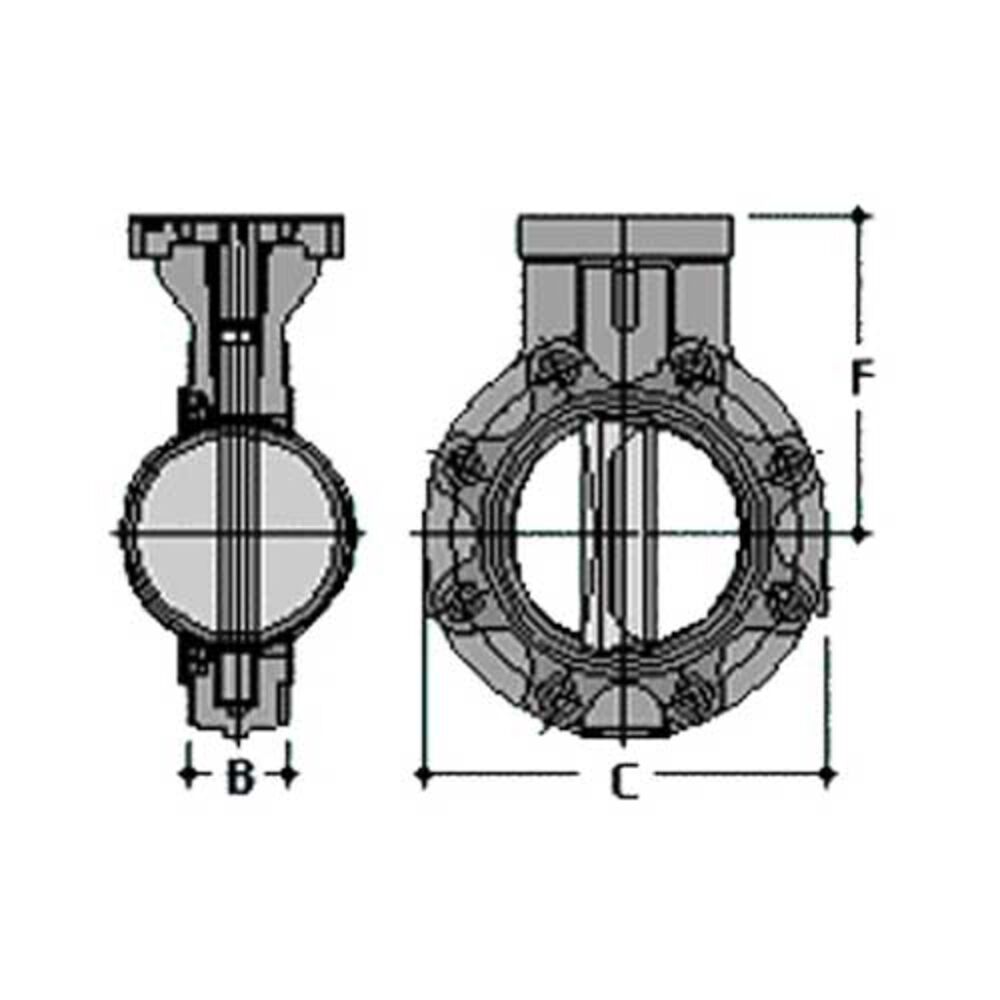 Spears® 721301-040 Standard Butterfly Valve, 4" Nominal, 150 lb, PVC Body, Buna-N Softgoods