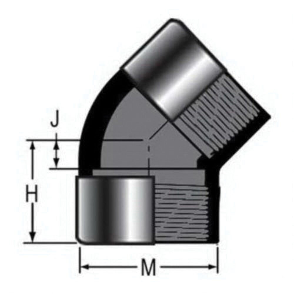 Spears® 4819-015BSR 1-1/2" Pipe 45 deg Elbow, Special Reinforced FNPT, Polypropylene