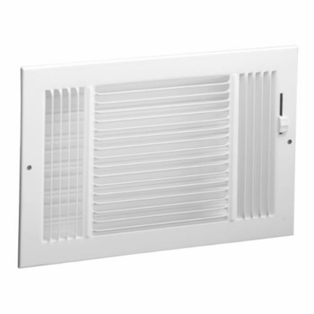 Hart & Cooley® 631 10x4 W 3-Way Stamped Face Register With Multi-Shutter Damper, 10x4 in, Steel, Bright White, Domestic