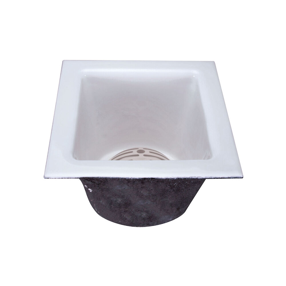 FD2376-NH2 No-Hub Floor Sink, Square, Cast Iron, Acid Resistant Enamel Coated/White