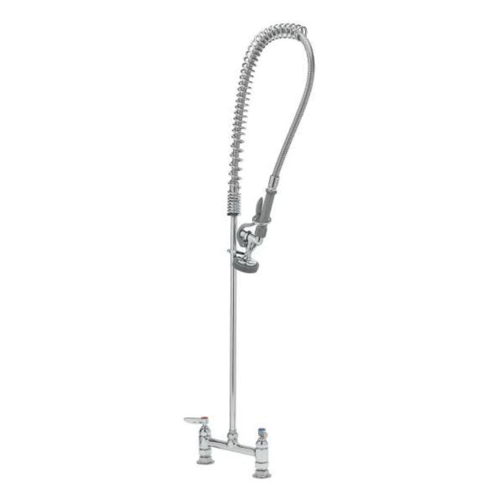 T & S B-0123 Pre-Rinse Unit with Overhead Spring, 1.15 gpm, 8" Center, Polished Chrome