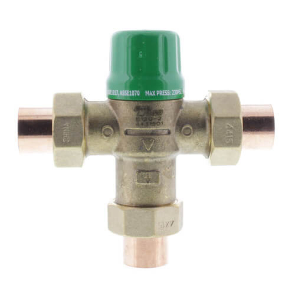 5123-C2 Water Mixing Valve, 3/4" Nominal, C Union End Style, 200 psi Pressure, 1.63 Cv Flow, Forged Brass Body