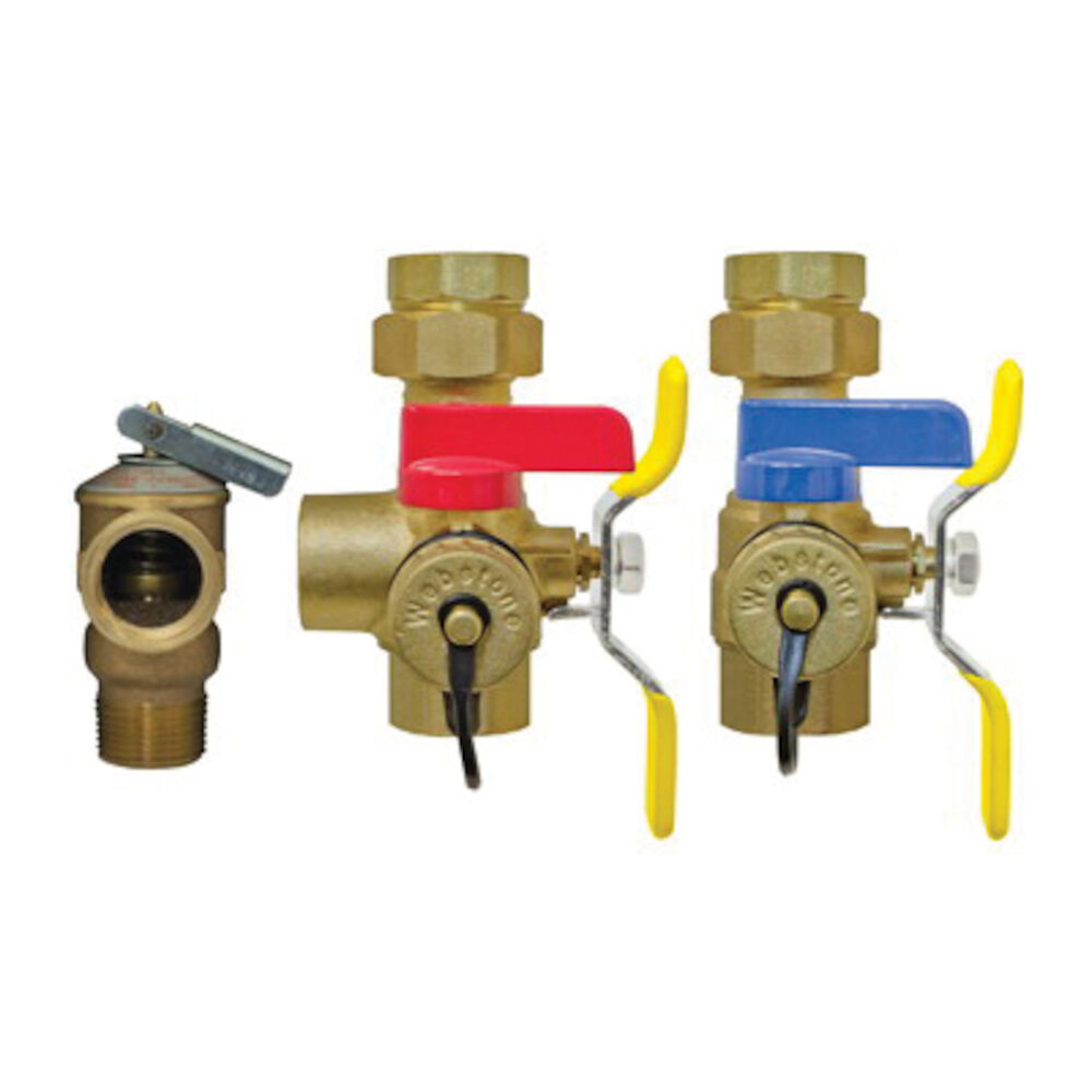 H-44443WPR 4444 Tankless Water Heater Service Valve Kit, 200000 Btu/hr, Brass