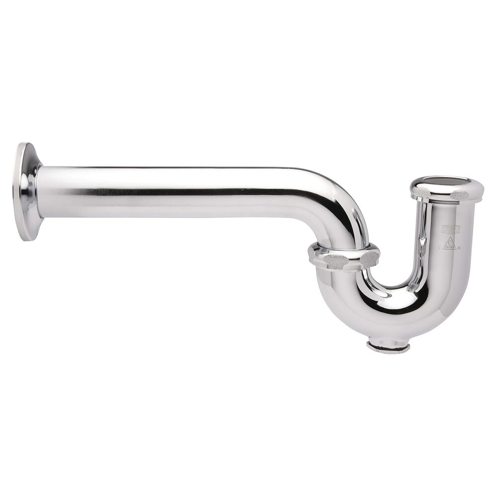 Zurn® Z8701-PC P-Trap With Wall Bend, Die Cast Nuts, Cleanout and Poly-Washer, 1-1/4" Inlet x 1-1/2" Outlet, Semi Cast Brass, Compression Gasket Connection