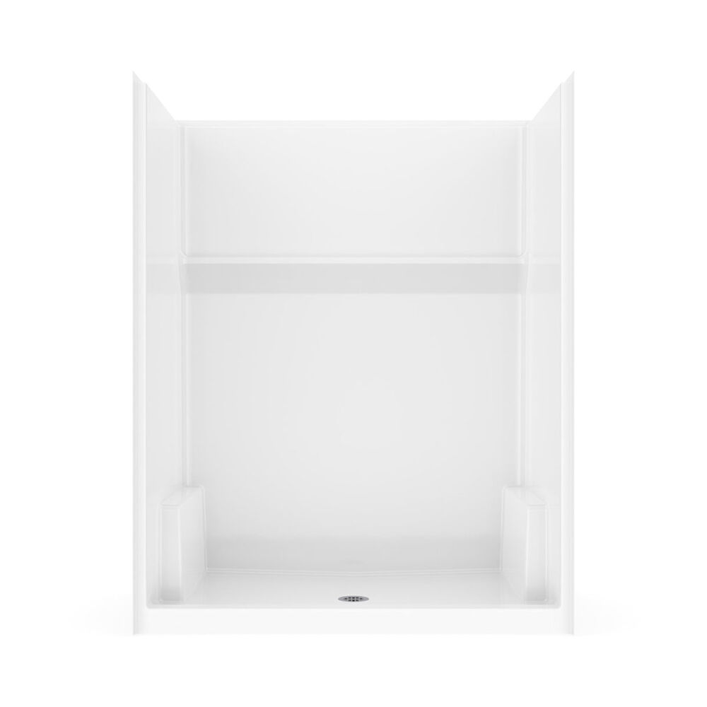 Icon SH6034 Acrylx Alcove Center Drain One-Piece Shower, 60" L x 33-1/2" W x 75-1/2" H, White