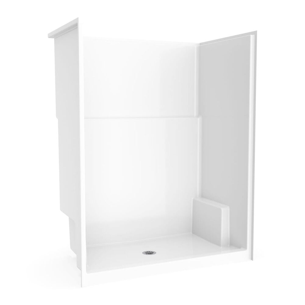 Icon SH6036X AFR Acrylx Alcove Center Drain One-Piece Shower, 60" L x 36" W x 78-1/2" H, White