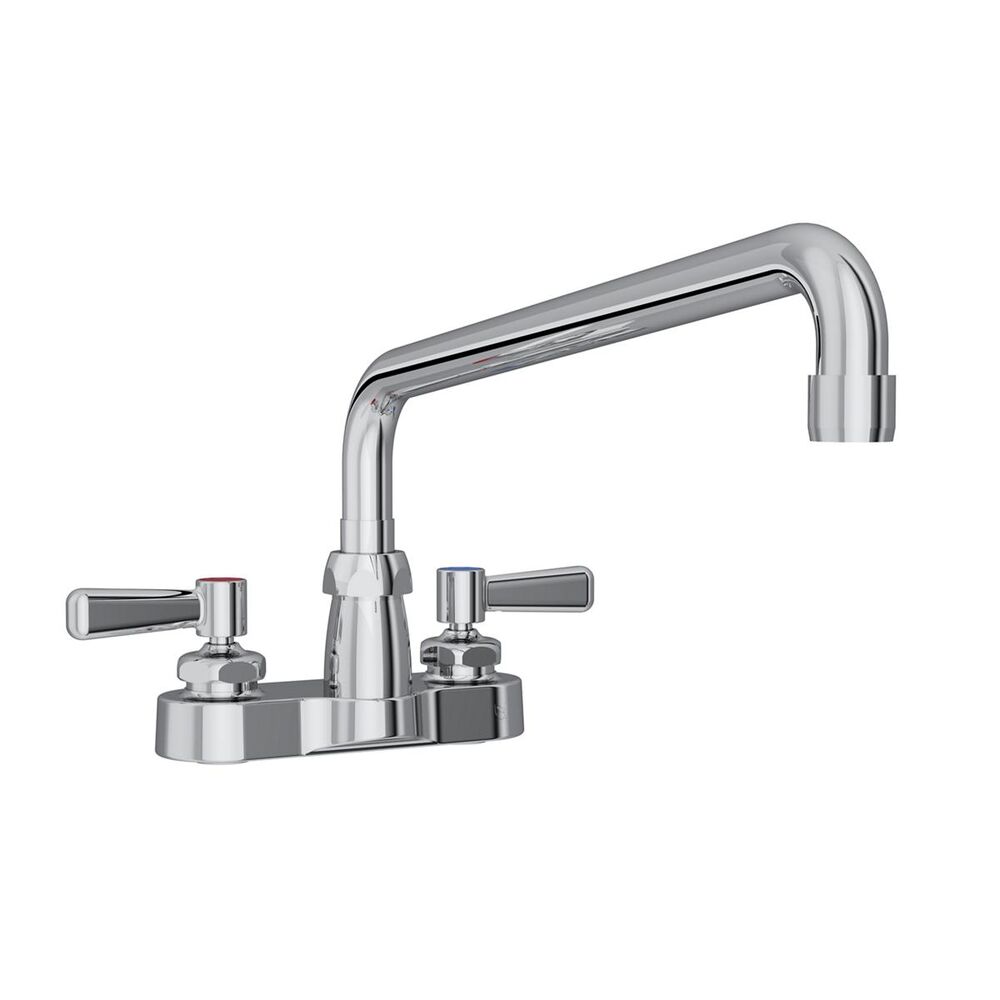 ELKLK406AT12L2 4" Centerset Exposed Deck Faucet, 12" Arc Tube Spout, 2" Lever Handles, Brass