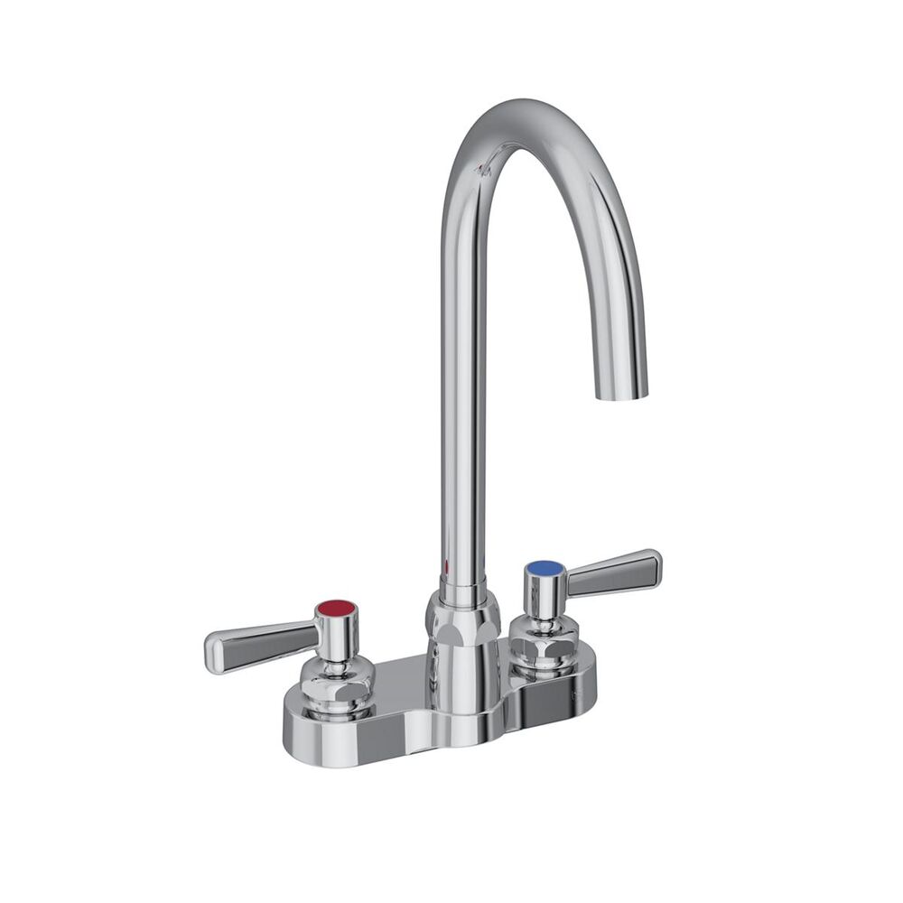 ELKLK406LGN05L2 4" ADA Centerset Exposed Deck Laminar Flow Faucet, 5" Gooseneck Spout, 2" Lever Handles, Brass, Chrome