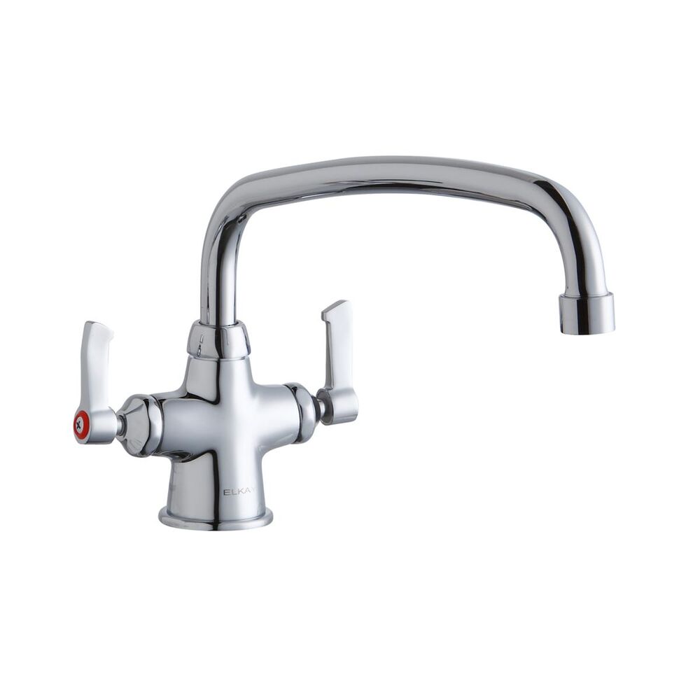 ELKLK500AT12L2 Single Hole Concealed Deck Faucet, 12" Arc Tube Spout, 2" Lever Handles, Brass, Chrome