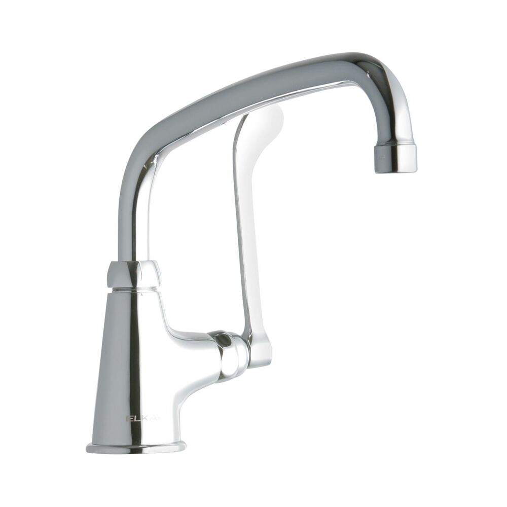 ELKLK535AT10T6 Single Control Faucet w/ Single Hole, 10" Arc Tube Spout, 6" Wristblade Handle, Brass, Chrome