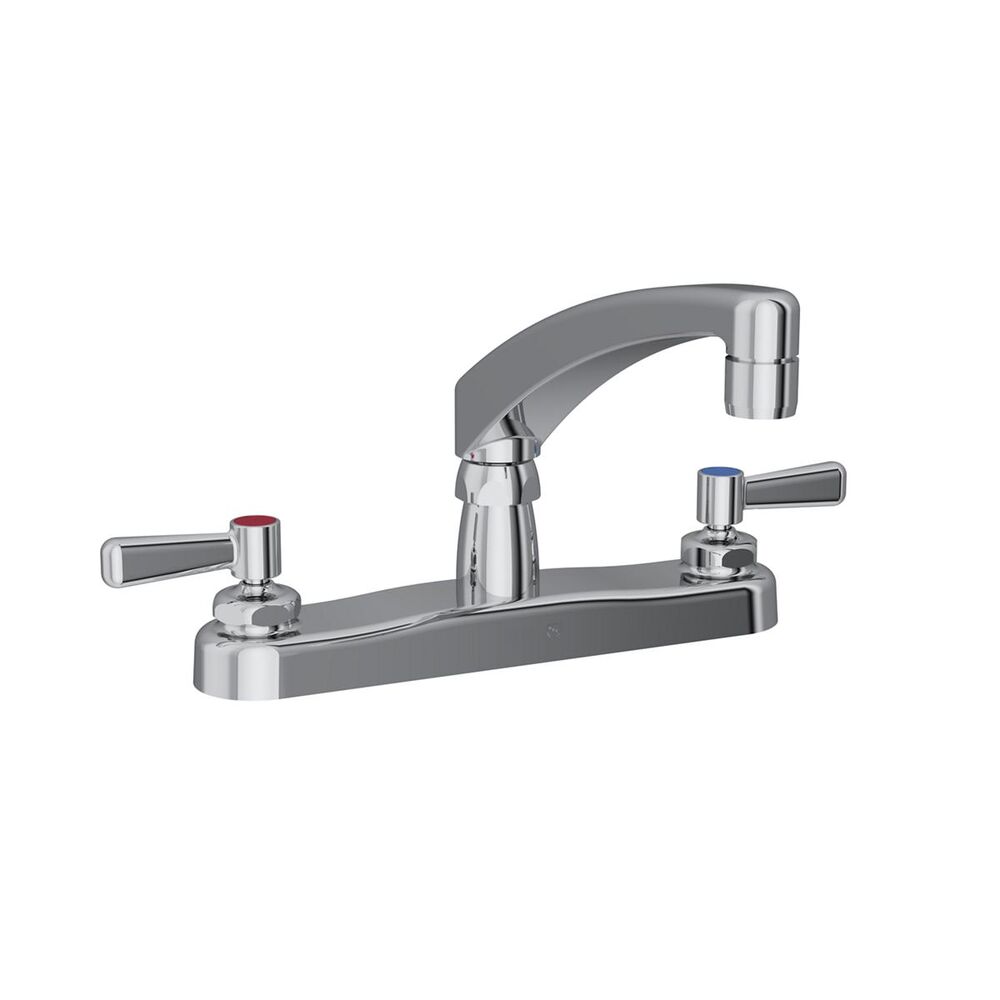 ELKLK810AT08L2 8" ADA Centerset Exposed Deck Faucet, 8" Arc Tube Spout, 2" Lever Handles, Brass, Chrome