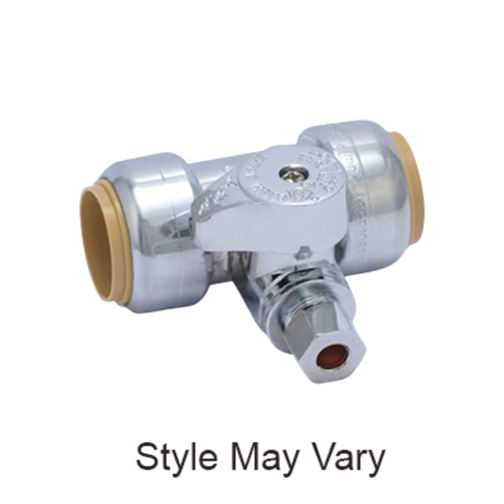 SharkBite® 24985 1/4 Turn Tee Stop, 3/4x3/4x1/4 in, SBxSBxCompression, Brass Body, Import