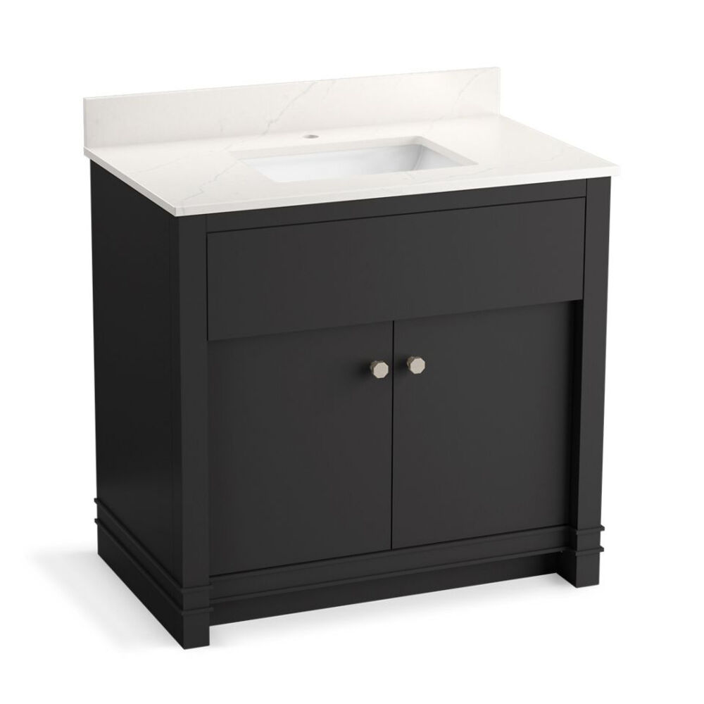 K-33266-DWG Alouette™ 36" Bathroom Vanity Cabinet w/ Sink and quartz Top, Ferrous Grey