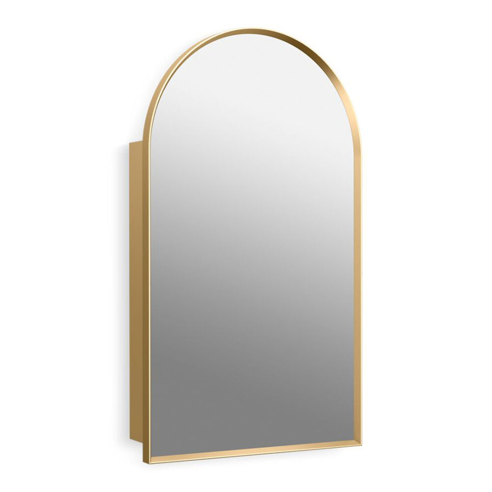 K-36540-BGL Verdera® 20" x 34" Arched Framed Medicine Cabinet, Left-Hinged, Moderne Brushed Gold