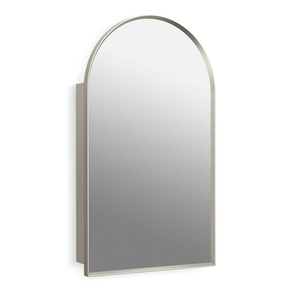 K-36540-BNL Verdera® 20" x 34" arched Framed Medicine Cabinet, left-hinged, Brushed Nickel