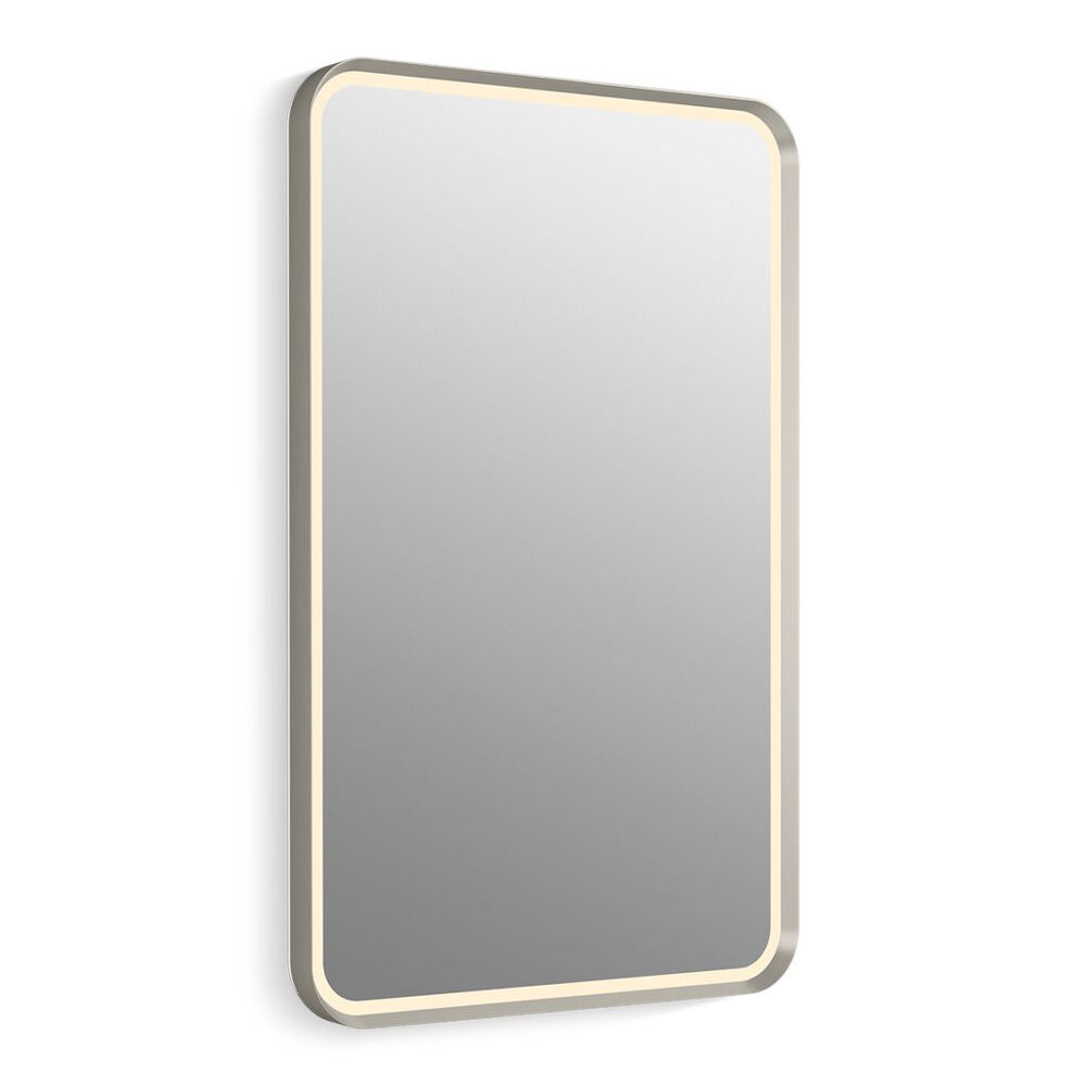 K-38023-DLM-BNL Essential Ultrabright 22" x 34" Rectangular Lighted Framed Mirror, Brushed Nickel