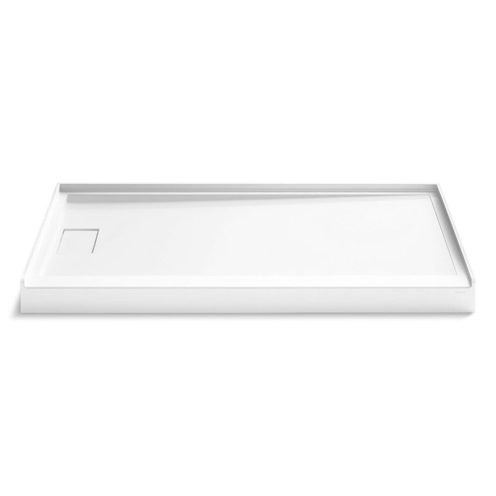 K-44151-HW1 Stoneridge™ 60" x 34" Alcove Shower Base, Left Drain, Honed White