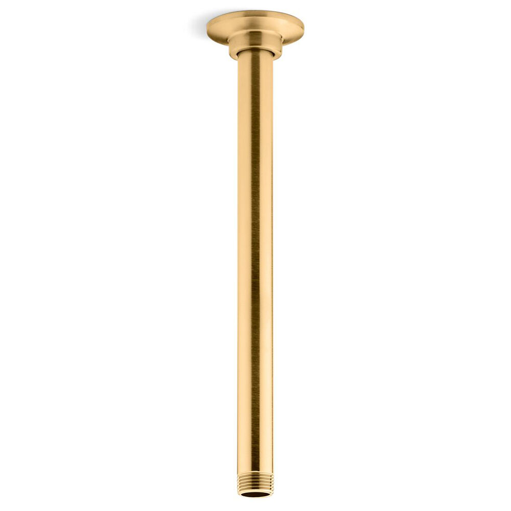 K-7392-2MB 12" ceiling-Mount Single-Function Rainhead arm and flange, Vibrant Brushed Moderne Brass
