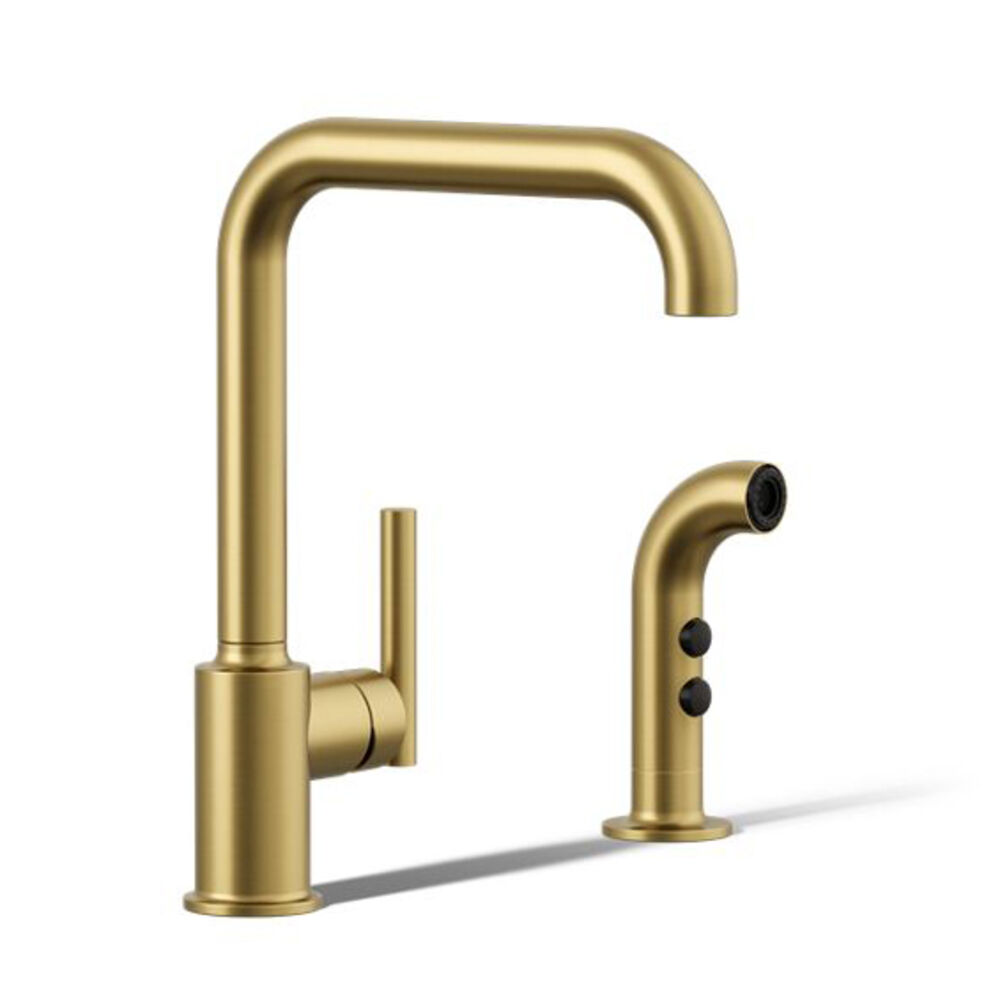 K-7508-2MB Purist® Single-Handle Kitchen Faucet w/ side Sprayer, Vibrant Brushed Moderne Brass